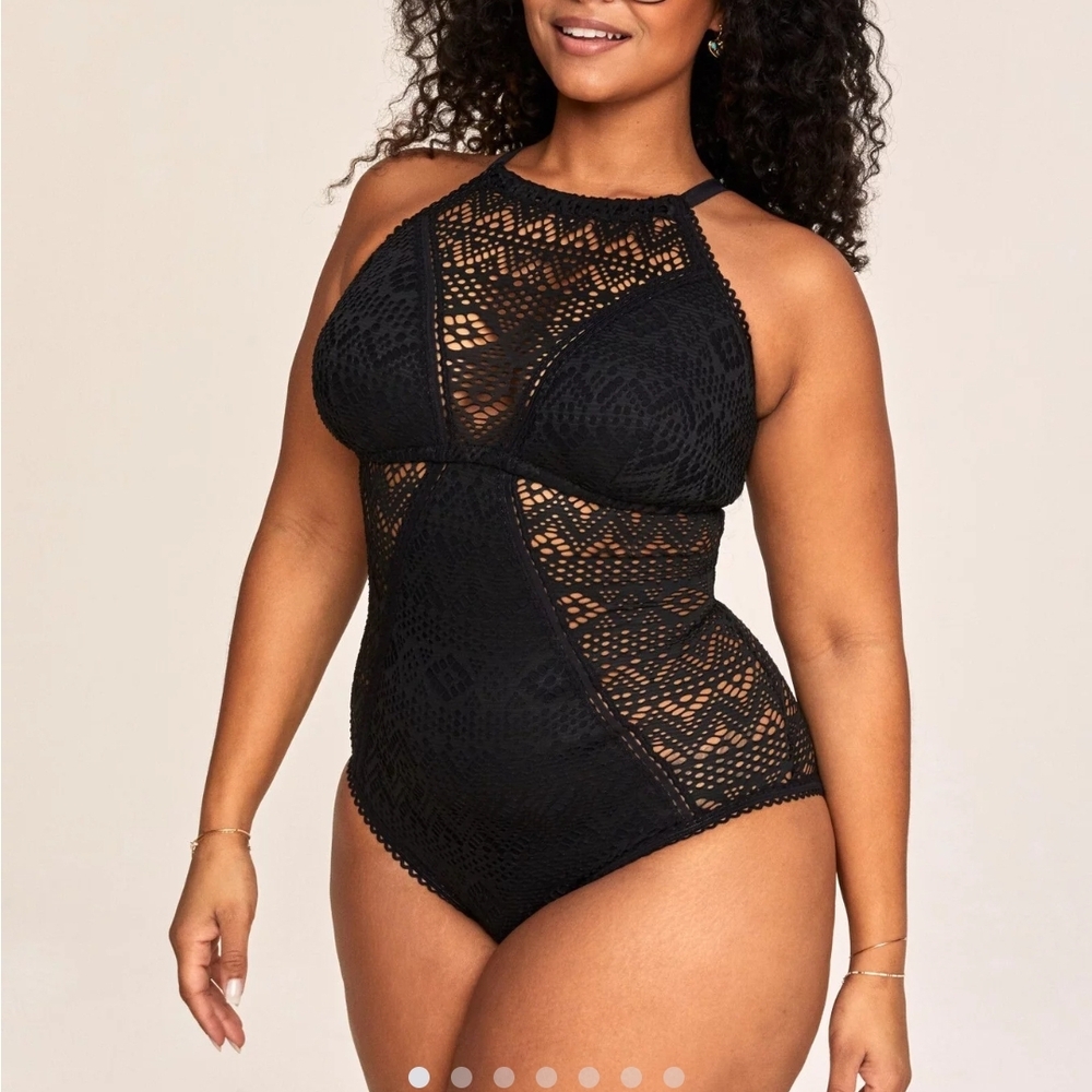 Black Lace One-Piece Swimsuit